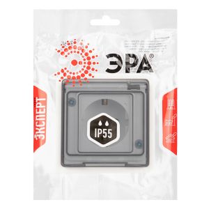 Розетка ЭРА Эксперт 11-2522-01 2P+E IP55, шторки, 16A-250В, СУ, белый