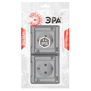 Розетка ЭРА Эксперт 11-2524-01 2х2P+E гориз. IP55, шторки, 16A-250В, СУ, белый Розетка ЭРА Эксперт 11-2524-01 2х2P+E гориз. IP55, шторки, 16A-250В, СУ, белый