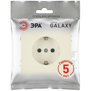 Розетка ЭРА Galaxy 15-2101-02 c заземлением 2P+E Schuko 16А-250В IP20 слоновая кость