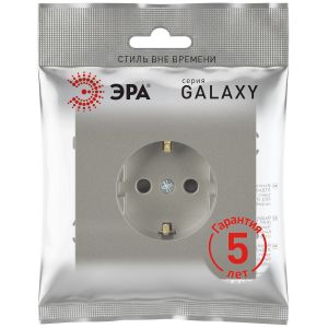 Розетка ЭРА Galaxy 15-2101-07 c заземлением 2P+E Schuko 16А-250В IP20 титан