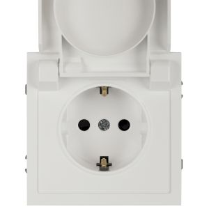 Розетка ЭРА Galaxy 15-2103-01 c заземлением 2P+E Schuko со шторками с крышкой 16А-250В IP20 белый