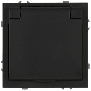 Розетка ЭРА Galaxy 15-2103-05 c заземлением 2P+E Schuko со шторками с крышкой 16А-250В IP20 антрацит