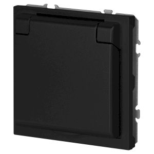 Розетка ЭРА Galaxy 15-2103-05 c заземлением 2P+E Schuko со шторками с крышкой 16А-250В IP20 антрацит