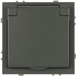 Розетка ЭРА Galaxy 15-2103-06 c заземлением 2P+E Schuko со шторками с крышкой 16А-250В IP20 графит