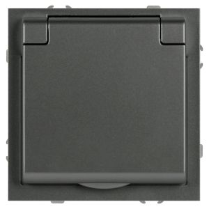 Розетка ЭРА Galaxy 15-2103-06 c заземлением 2P+E Schuko со шторками с крышкой 16А-250В IP20 графит
