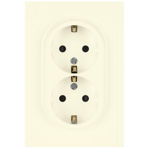 Розетка ЭРА Galaxy 15-2104-02 с заземлением двойная 2X2P+E Schuko 16А-250В IP20 слоновая кость