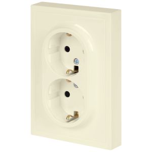 Розетка ЭРА Galaxy 15-2104-02 с заземлением двойная 2X2P+E Schuko 16А-250В IP20 слоновая кость