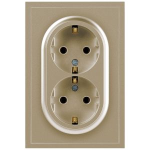 Розетка ЭРА Galaxy 15-2104-04 с заземлением двойная 2X2P+E Schuko 16А-250В IP20 шампань