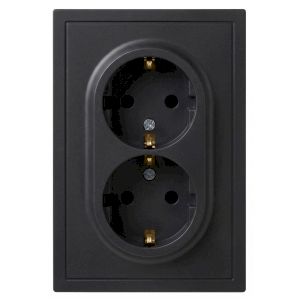 Розетка ЭРА Galaxy 15-2104-05 с заземлением двойная 2X2P+E Schuko 16А-250В IP20 антрацит