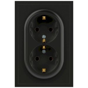 Розетка ЭРА Galaxy 15-2104-05 с заземлением двойная 2X2P+E Schuko 16А-250В IP20 антрацит