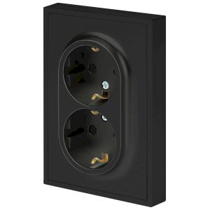 Розетка ЭРА Galaxy 15-2104-05 с заземлением двойная 2X2P+E Schuko 16А-250В IP20 антрацит