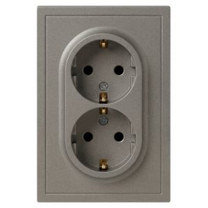 Розетка ЭРА Galaxy 15-2104-07 с заземлением двойная 2X2P+E Schuko 16А-250В IP20 титан