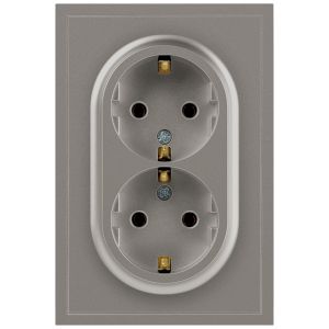 Розетка ЭРА Galaxy 15-2104-07 с заземлением двойная 2X2P+E Schuko 16А-250В IP20 титан