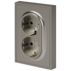 Розетка ЭРА Galaxy 15-2104-07 с заземлением двойная 2X2P+E Schuko 16А-250В IP20 титан