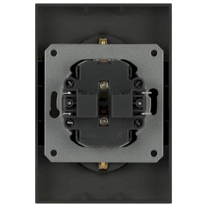 Розетка ЭРА Galaxy 15-2105-05 с заземлением двойная 2X2P+E Schuko со шторками IP20 16А-250В антрацит