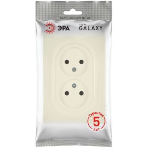 Розетка ЭРА Galaxy 15-2107-02 без заземления двойная 2X2P 16А-250В IP20 слоновая кость