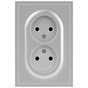 Розетка ЭРА Galaxy 15-2107-03 без заземления двойная 2X2P 16А-250В IP20 алюминий