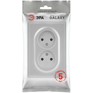 Розетка ЭРА Galaxy 15-2107-03 без заземления двойная 2X2P 16А-250В IP20 алюминий