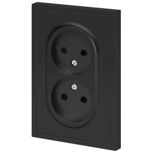Розетка ЭРА Galaxy 15-2107-05 без заземления двойная 2X2P 16А-250В IP20 антрацит