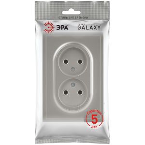 Розетка ЭРА Galaxy 15-2107-07 без заземления двойная 2X2P 16А-250В IP20 титан