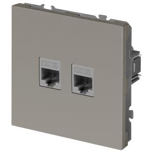 Розетка ЭРА Galaxy 15-3108-07 информационная двойная 2XRJ45 IP20 титан