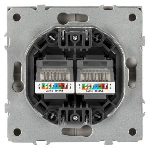 Розетка ЭРА Galaxy 15-3108-07 информационная двойная 2XRJ45 IP20 титан