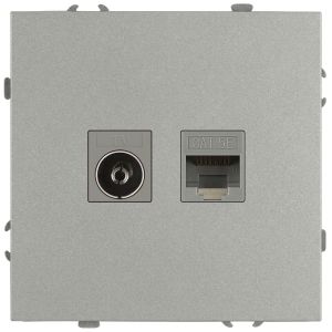 Розетка ЭРА Galaxy 15-3110-03 комбинированная RJ45+TV IP20 алюминий
