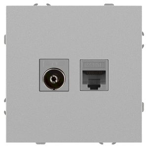 Розетка ЭРА Galaxy 15-3110-03 комбинированная RJ45+TV IP20 алюминий