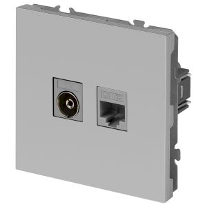 Розетка ЭРА Galaxy 15-3110-03 комбинированная RJ45+TV IP20 алюминий