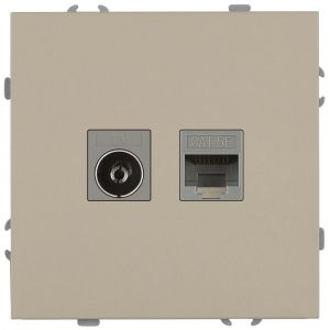 Розетка ЭРА Galaxy 15-3110-04 комбинированная RJ45+TV IP20 шампань