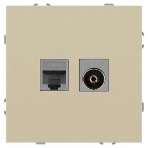 Розетка ЭРА Galaxy 15-3110-04 комбинированная RJ45+TV IP20 шампань
