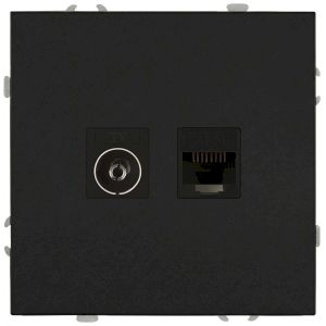 Розетка ЭРА Galaxy 15-3110-05 комбинированная RJ45+TV IP20 антрацит