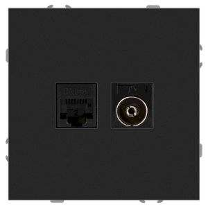 Розетка ЭРА Galaxy 15-3110-05 комбинированная RJ45+TV IP20 антрацит