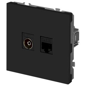 Розетка ЭРА Galaxy 15-3110-05 комбинированная RJ45+TV IP20 антрацит