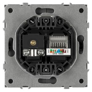 Розетка ЭРА Galaxy 15-3110-05 комбинированная RJ45+TV IP20 антрацит