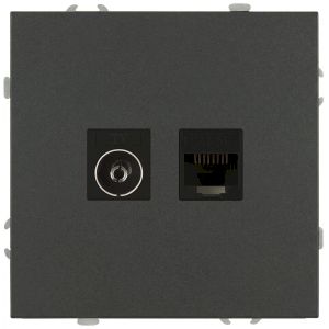 Розетка ЭРА Galaxy 15-3110-06 комбинированная RJ45+TV IP20 графит