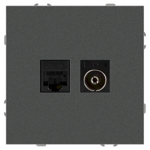 Розетка ЭРА Galaxy 15-3110-06 комбинированная RJ45+TV IP20 графит