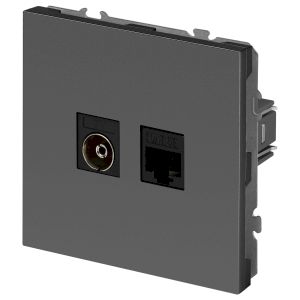 Розетка ЭРА Galaxy 15-3110-06 комбинированная RJ45+TV IP20 графит