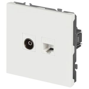 Розетка ЭРА Galaxy 15-3110-08 комбинированная RJ45+TV IP20 белый матовый Розетка ЭРА Galaxy 15-3110-08 комбинированная RJ45+TV IP20 белый матовый
