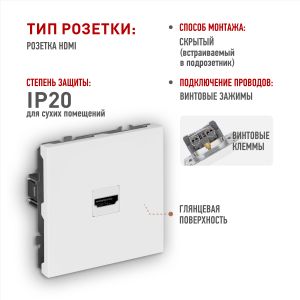 Розетка ЭРА Galaxy 15-3114-01 HDMI IP20 белый