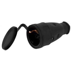 Розетка ЭРА RX10-B-IP44 каучуковая c заземлением 16А IP44 прямая черная Розетка ЭРА RX10-B-IP44 каучуковая c заземлением 16А IP44 прямая черная