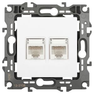 Розетка ЭРА Серия 12 12-3108-01М информационная двойная 2XRJ45, белый матовый