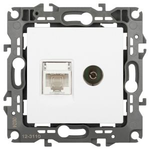 Розетка ЭРА Серия 12 12-3110-01М комбинированная RJ45+TV, белый матовый Розетка ЭРА Серия 12 12-3110-01М комбинированная RJ45+TV, белый матовый