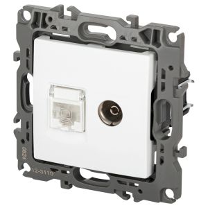 Розетка ЭРА Серия 12 12-3110-01М комбинированная RJ45+TV, белый матовый Розетка ЭРА Серия 12 12-3110-01М комбинированная RJ45+TV, белый матовый