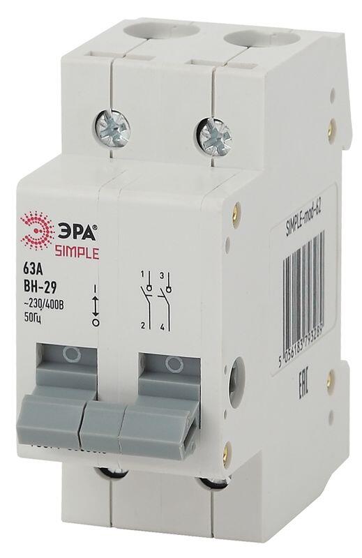 SIMPLE-mod-56 ЭРА SIMPLE Выключатель нагрузки 1P 25А ВН-29 (12/180/3600)