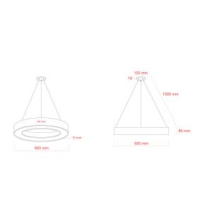 Светильник LED ЭРА Geometria SPO-133-W-40K-045 Ring 45Вт 4000K 3200Лм IP40 600*80 белый подвесной драйвер внутри