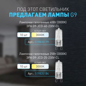 Светильник настенный ЭРА WL48 BK G9 IP20 черный