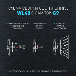 Светильник настенный ЭРА WL48 BK G9 IP20 черный