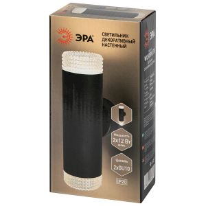 Светильник настенный ЭРА WL50 BK/TR 2*GU10 2*12Вт IP20 черный, прозрачный
