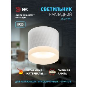 Светильник настенно-потолочный спот ЭРА OL37 WH под GX53 IP20 белый